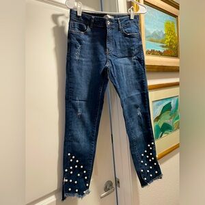 Zara Jeans with Pearls, Size 6